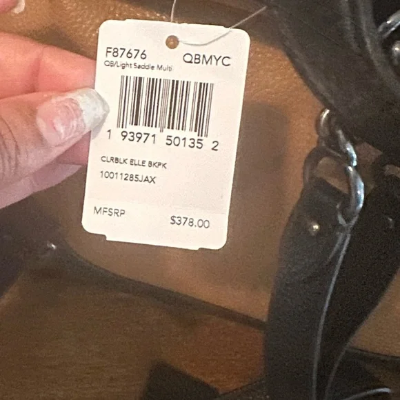 Coach Tan and Black Leather Backpack with White Accents - Picture 7 of 9